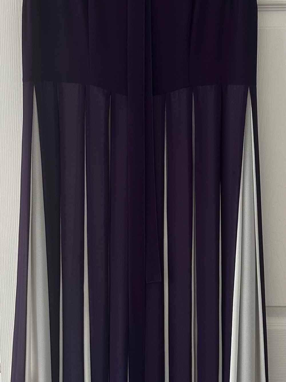 Vintage Ukrainian Women’s Maxi Dress Size 54 Purple Ivory Pleated Formal Gown
